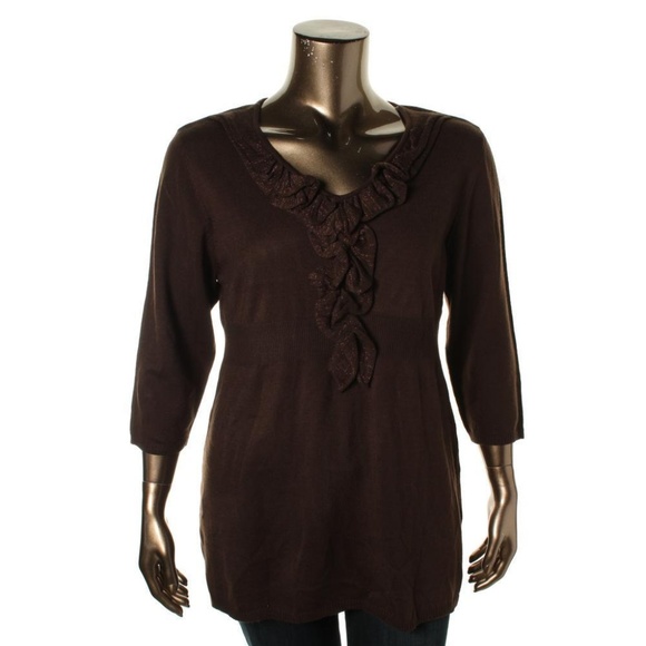 NWT Size Medium Elementz Metallic Ruffle Sweater - Picture 1 of 1